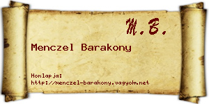 Menczel Barakony névjegykártya